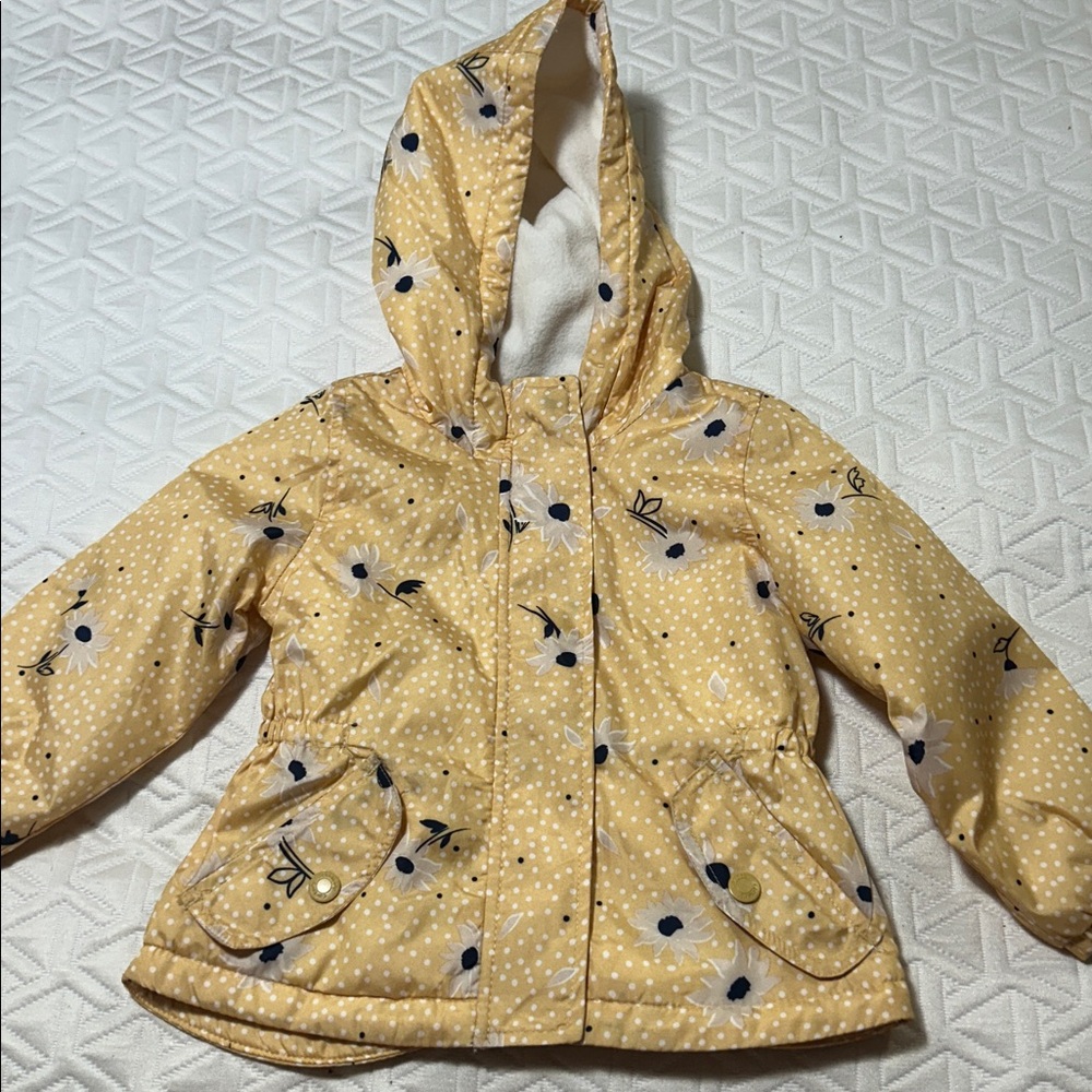 Carter's Yellow Floral Hooded Jacket Size 2T